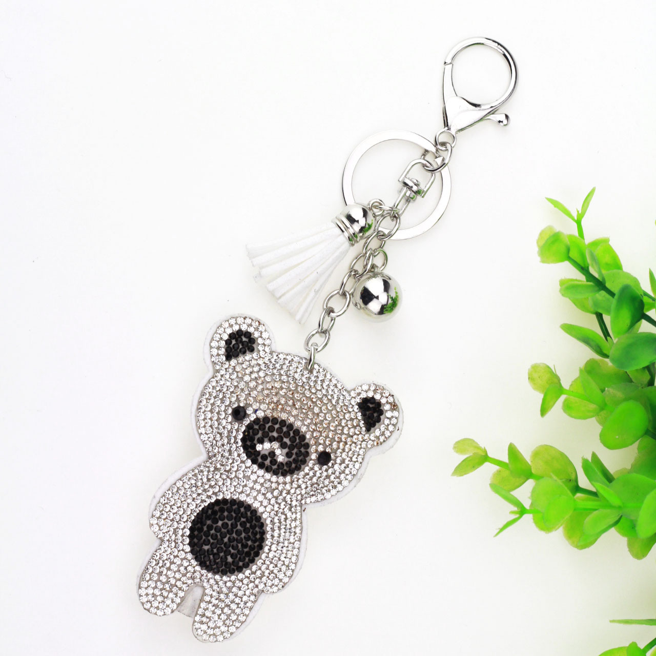 35g Weight Keychain Classification 1 Piece Quantity Daily Occasion Flannel Material Bag, Bear Pattern Women's Gender Diamond Design Cute, Korean Style Style 1 Piece Bag Bear Keychain Flannel Women's Cute Korean Style Keychain 3