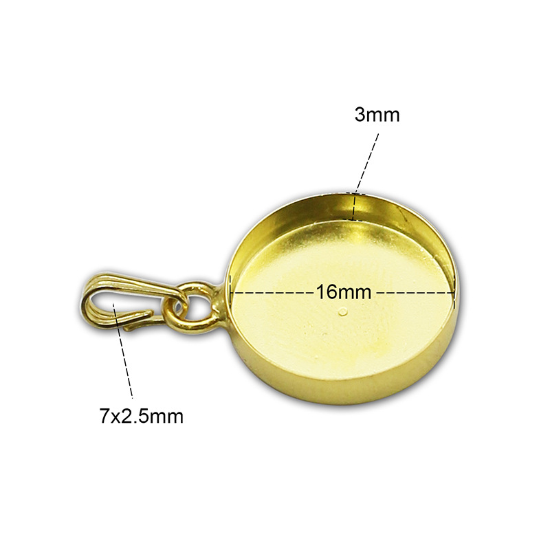 925 Sterling Silver Material 1 Piece 16mm 925 Sterling Silver Round Pendant Base Support