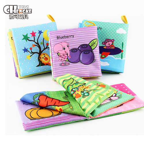 2017 foreign trade baby cloth book early education toy baby English cognitive palm book can not be torn with sound paper BB cry