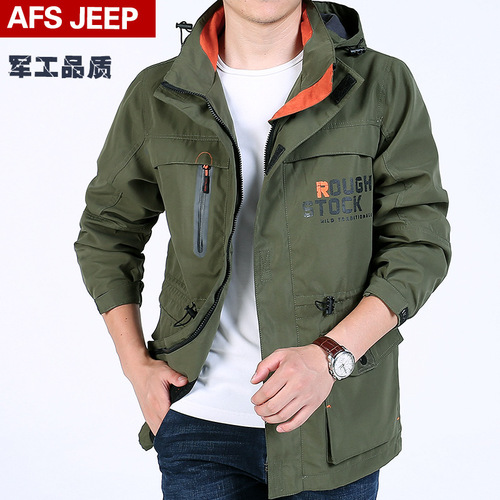 086 Men's Casual Jacket Outdoor Large Size Hooded Jacket Windproof Breathable Men's Jacket