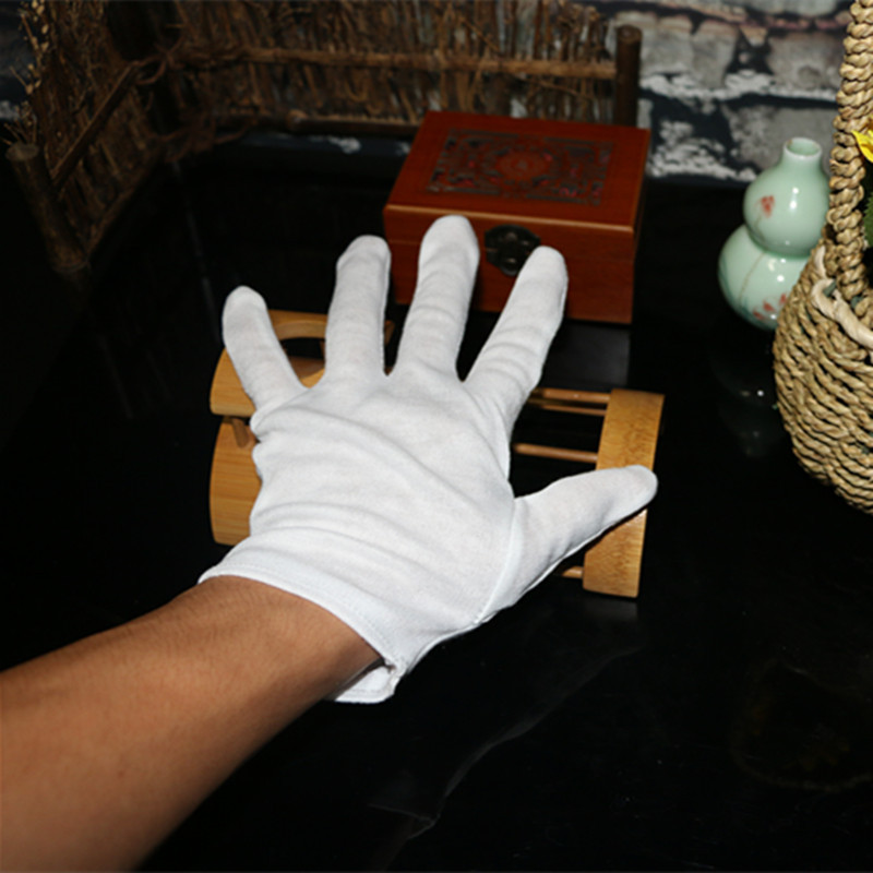 厂家供应白色作业手套 批发电子厂棉毛手套 40支白汗布手套