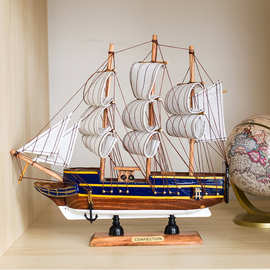 24CM木船创意工艺品家居摆件 地中海帆船厂家直销手工一帆风顺