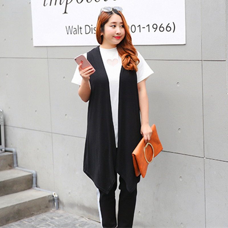 summer new pattern Large Women's wear Vest Cardigan 200 Pounds of fat mm Show thin have more cash than can be accounted for Hem Irregular vest 300#