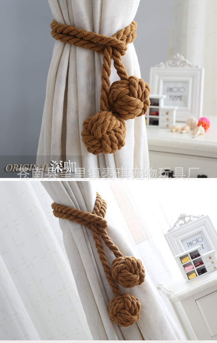 Simple Hand-woven Cotton String Ball Tie-up Curtain Decoration Wholesale display picture 10