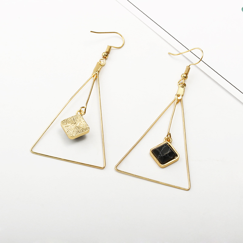 Handmade Fashion Simple Korean Geometric Triangle Wild Earrings Turquoise Pierced Ear Clips display picture 7