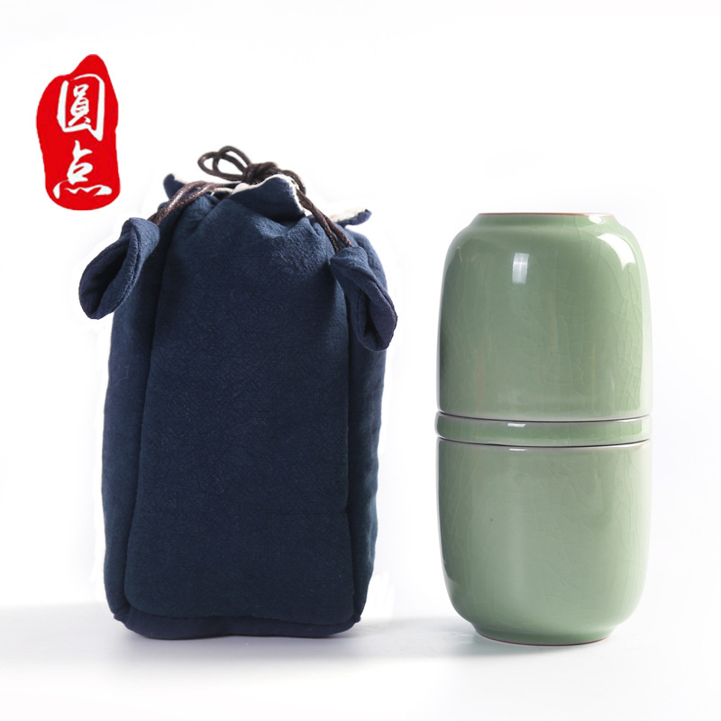 圆点厂家直销 棉麻纯色同心杯布袋 快客茶具收纳包