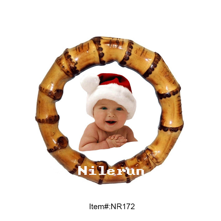 3x 3 inch children Mini round bamboo root bamboo whip photo frame picture frame