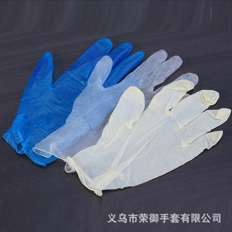 批发热销pvc手套透蓝色pvc手套一次性无粉蓝色pvc手套