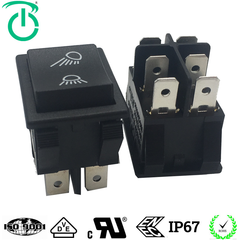 2档4只脚单刀双掷带UL和VDE认证高品质大电流带灯船型开关