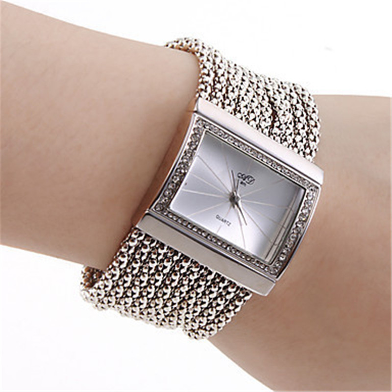 Set orologio da donna con bracciale design quadrato strass_voghion.com