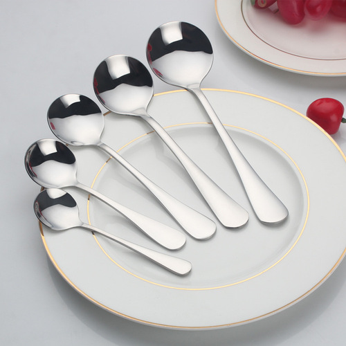 410 stainless steel round spoon dessert coffee spoon seasoning spoon 1010 series western style table spoon laser LOGO
