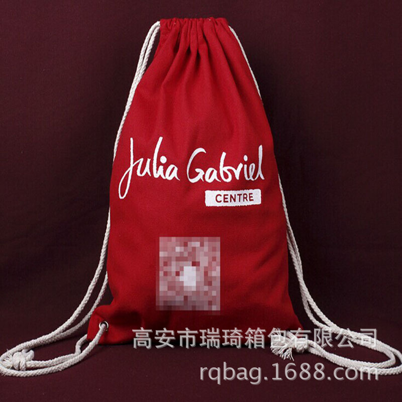 帆布束口袋现货 抽绳全棉双肩背包 热转印印花拉绳购物束口袋批发