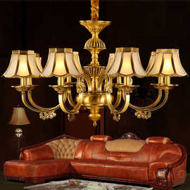 阿灯美式全铜吊灯酒店餐厅卧室复古典地中海欧式全铜灯具8882