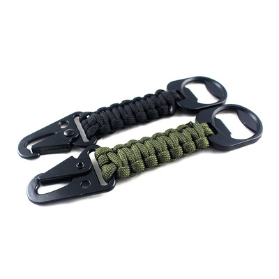 EMAK户外登山鹰嘴扣手工编织求生钥匙扣开瓶器求生伞绳钥匙链配件|ms