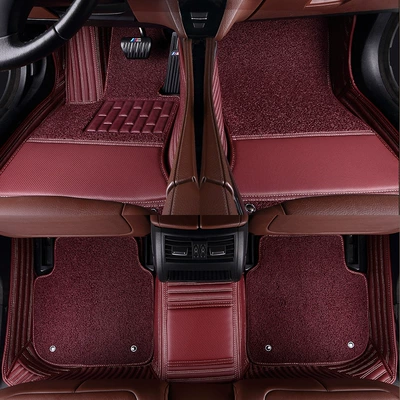 pads are suitable for Hongqi, Modelə uyğun ayaqaltı - single-layer-wine-red-wine-red-silk-circle