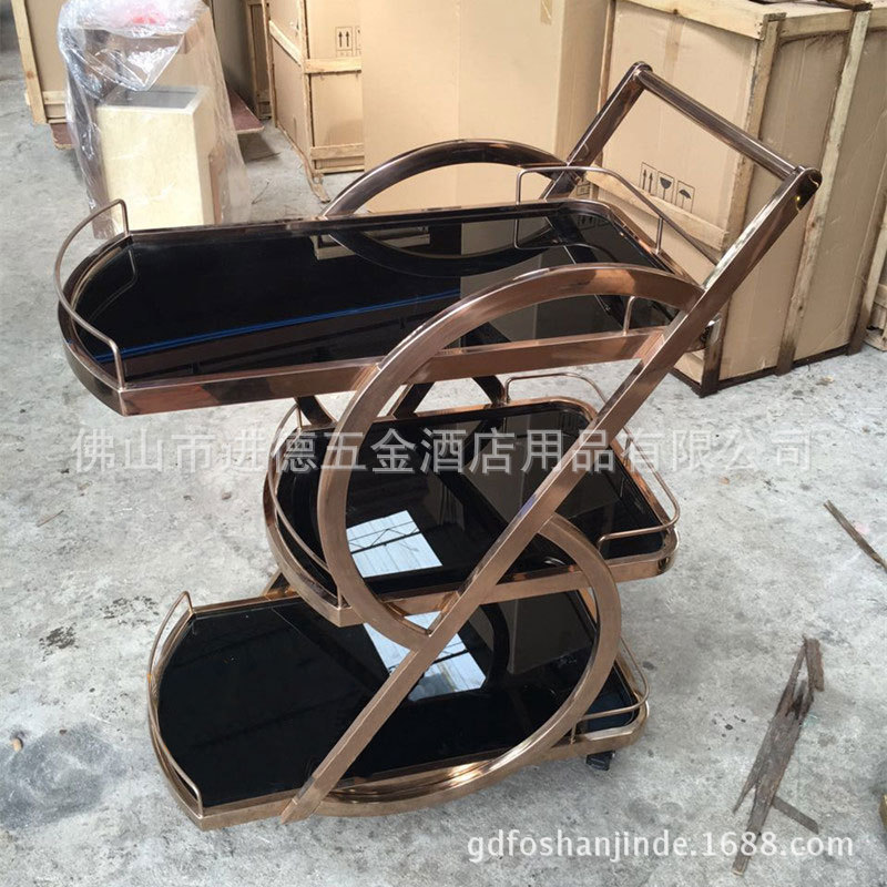 三层玫瑰金玻璃面车