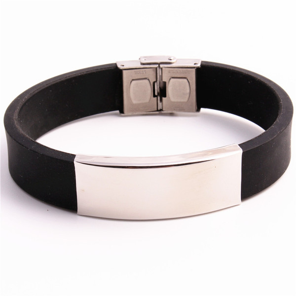 glossy silicone bracelet stainless steel