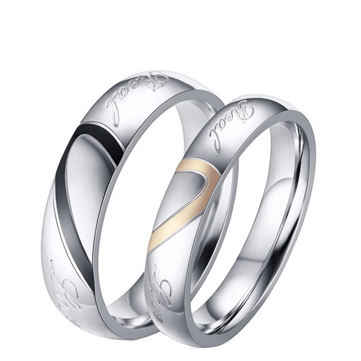 供应商品 韩版饰品批发 爱心戒指 钛钢情侣戒指 心形对戒爆款