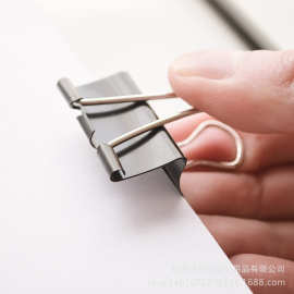 钻石牌32mm长尾夹 3#长尾夹 黑反尾夹 长尾夹 12个装收纳