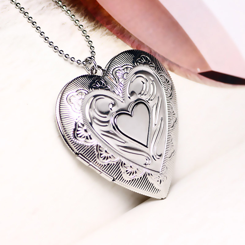 1 Piece Quantity Copper Rose Gold Plated White Gold Plated Plating Heart Shape Locket Necklace