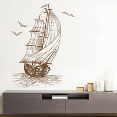 Vanesa XH6224 Sketch Sailing Ship Living Room TV Background Wall Decor Bedroom Children's Room Wall Sticker