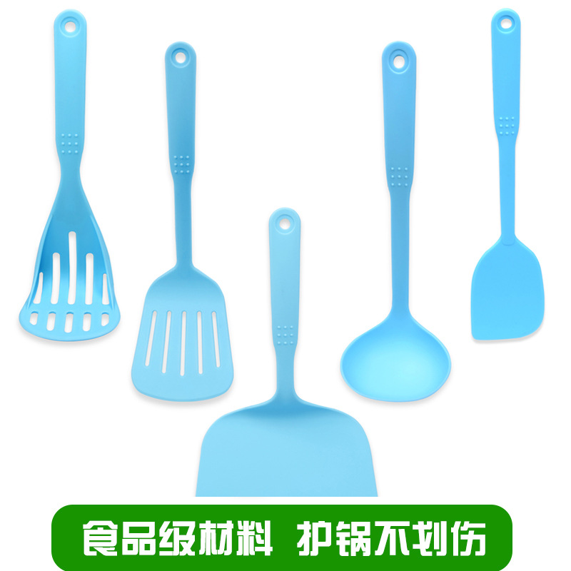 亚马逊爆款尼龙厨具不粘锅厨具不伤锅隔热硅胶锅铲五件套批发|ru