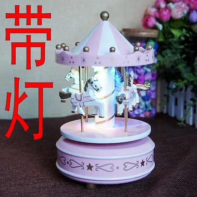 2017 New Year merry-go-round Music box LED Light Arts and Crafts Cake shop use