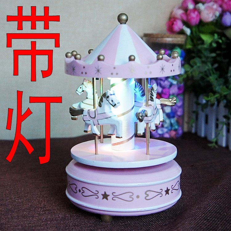 2017 New Year merry-go-round Music box LED Light Arts and Crafts Cake shop use
