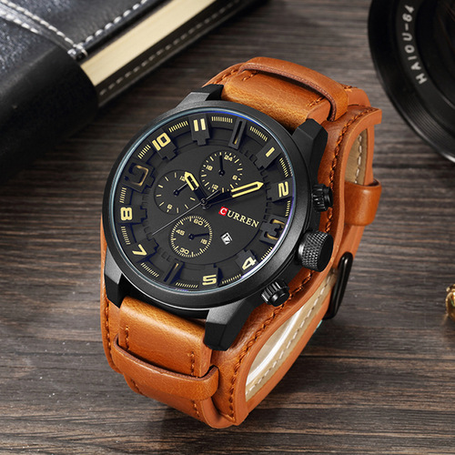 CURREN 8225 Men's Fashion Personalized Quartz Watch Calendar Belt Strap Large Dial Watch