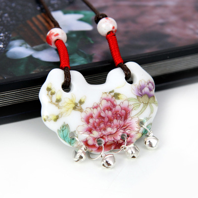 Jingdezhen Ceramic necklace manual weave Ethnic style Scalable chain Porcelain jewelry Pendant sweater chain