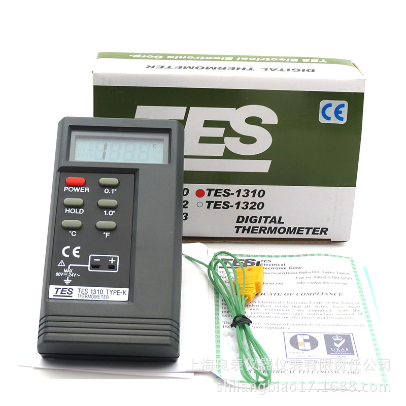 Taiwan Taishi tes1310 Thermocouple thermometer Contact thermodetector probe high-precision number Temperature Table