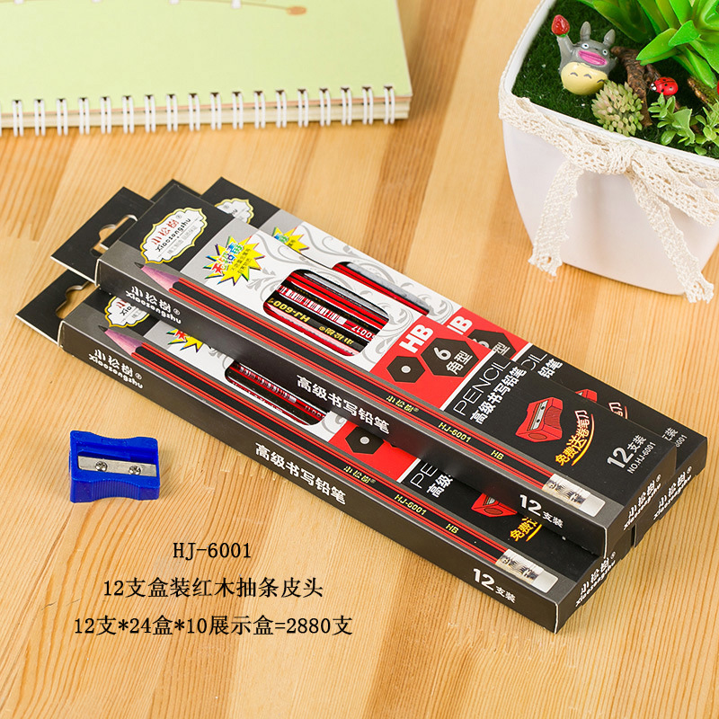 小松树铅笔不断芯小学生办公铅笔12支六角三角橡皮小松树详情图15