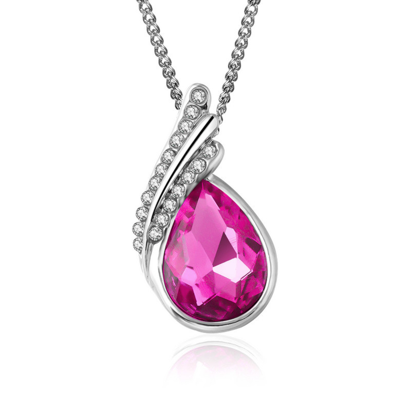 Fashion Simple Crystal Alloy Necklace Stud Earrings Set