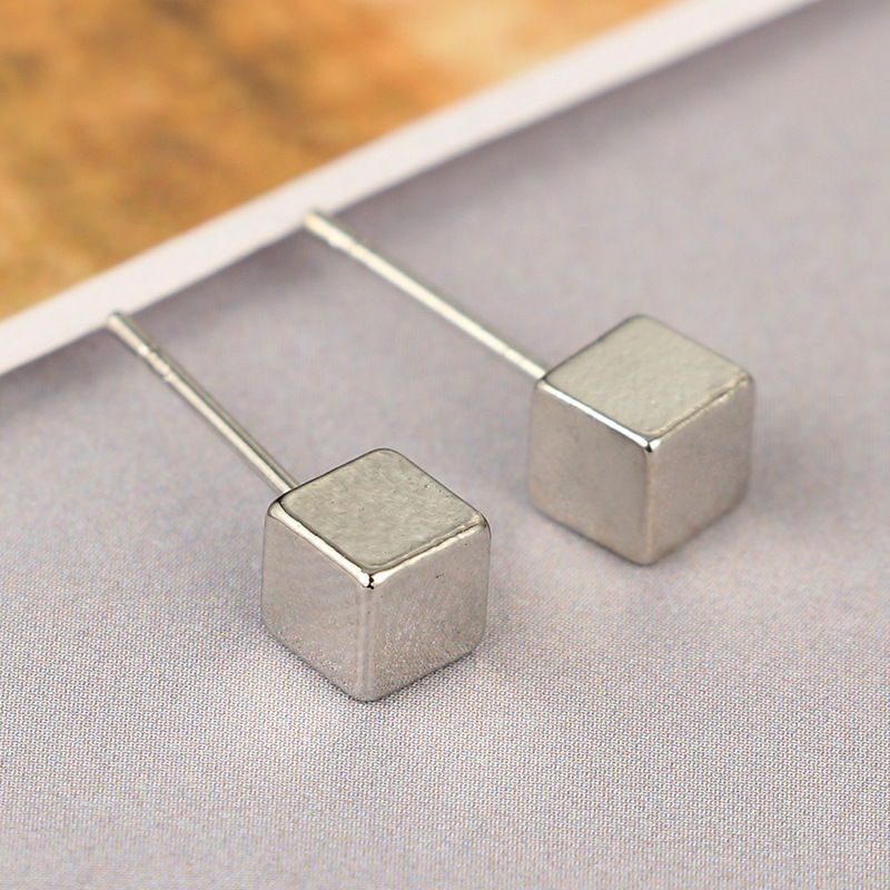 Fashion Square (solid) Silver Alloy Square Stud Earrings