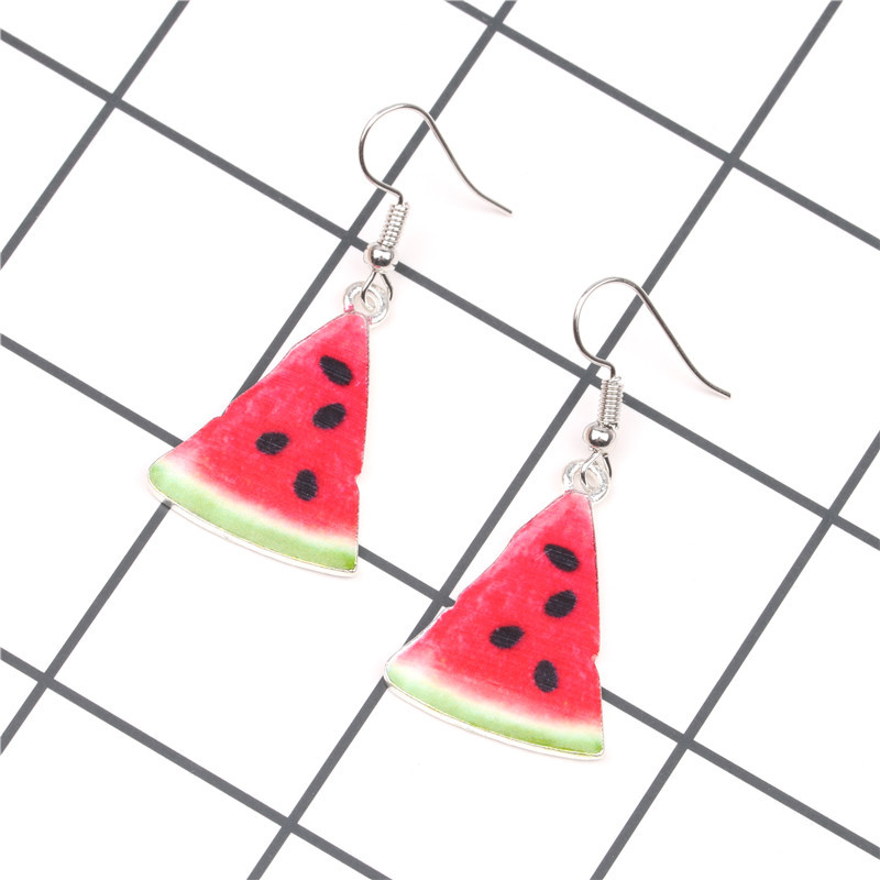 Niedliche Cartoon Erdbeere Wassermelone Ohrringe Ohrringe Damen Neue Frucht Ohrringe Ohrringe display picture 7