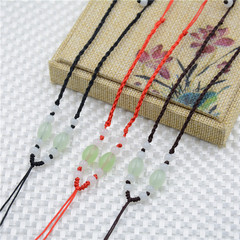 2017年新款翡翠吊墜繩 4股編織綠米珠項鍊繩子批發