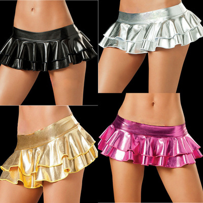 Rainbow Winnings Europe and America interest Underwear factory wholesale Patent leather mini Short skirt sexy interest Club