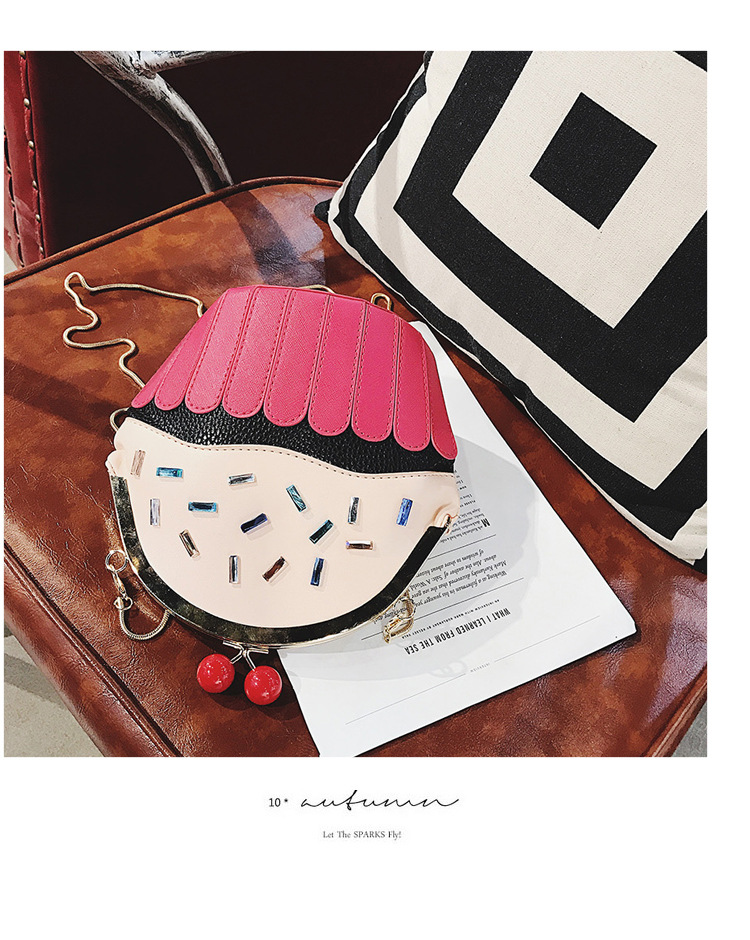 Women's Small Pu Leather Ice Cream Cute Bucket Clipped Button Shoulder стиле bag display picture 13