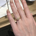 日韩女复古 珍珠古董风纯银s925电镀18k玫瑰金珍珠花戒指镶钻戒指