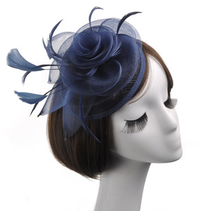Party hats Fedoras hats for women British women Linen top hat handmade feather headdress hat support customization