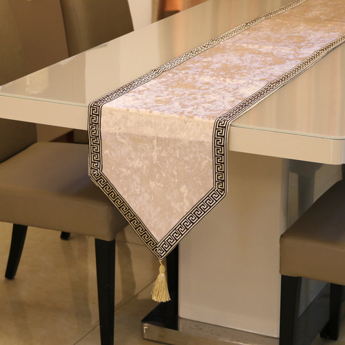 3Q Mama Minimalist New Chinese Style Striped Solid Color Table Flag European Style Dresser Bed End Coffee Table Western Dining Table Soft Furnishing Fabric