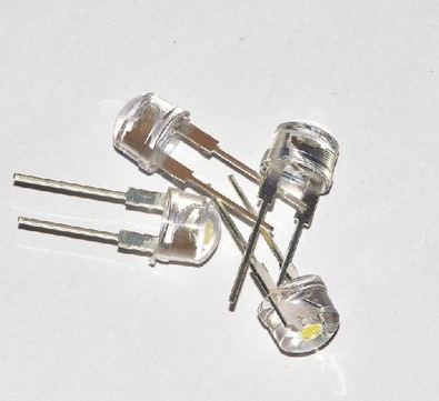 LED直插发光二极管F8MM草帽白灯 白发白 白色灯 白光 短/长脚0.5W