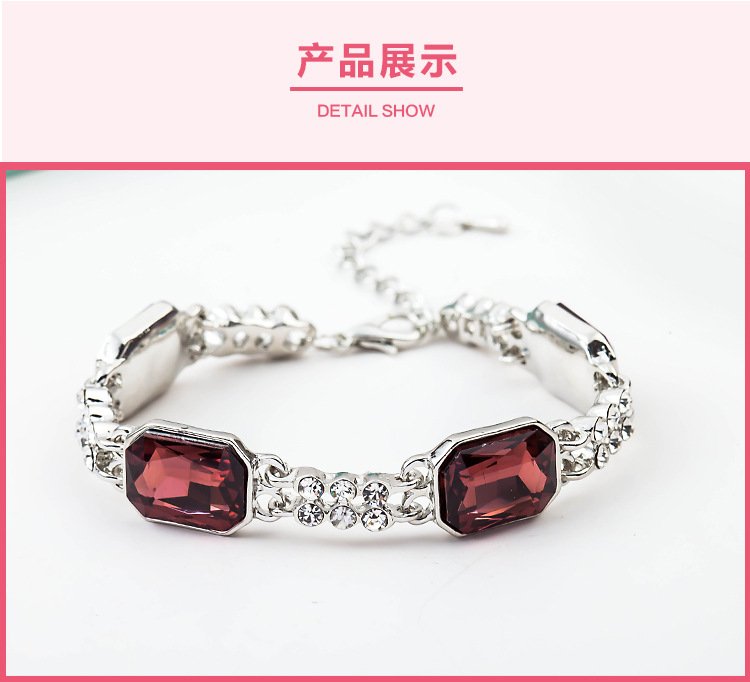 New Accessories Wholesale Geometric Square Crystal Double Row Diamond Creative Bracelet display picture 10