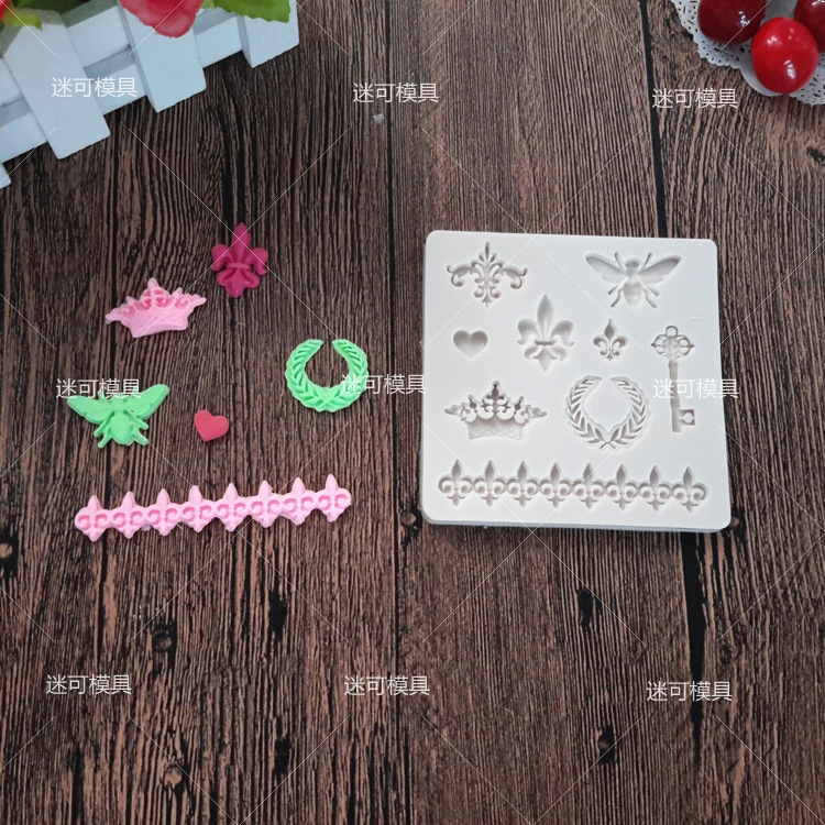 Fondant de silicona de estilo Europeo patrón de vestir marco de la joyería de la mariposa del molde de la torta de chocolate herramienta para hornear