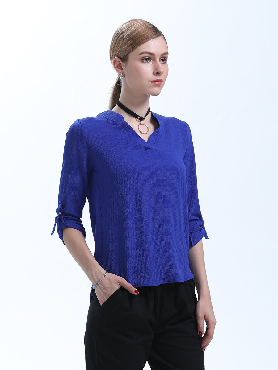 fashion casual all-match V-neck long sleeve chiffon shirt  NSJR36718