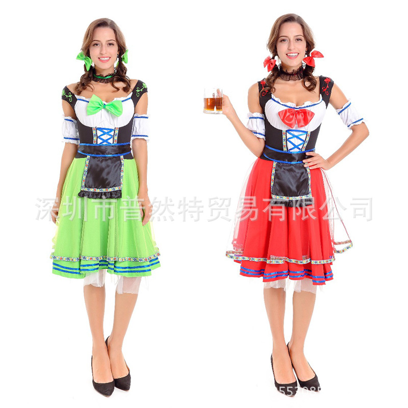 分码万圣节酒娘服装外贸出口德国啤酒节女仆女佣巴伐利亚传统服装