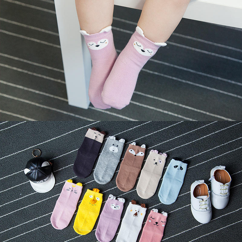Spring and summer Child Cartoon girl Medium hose 0-3 baby Baby Socks Cotton Warm paragraph children Socks wholesale