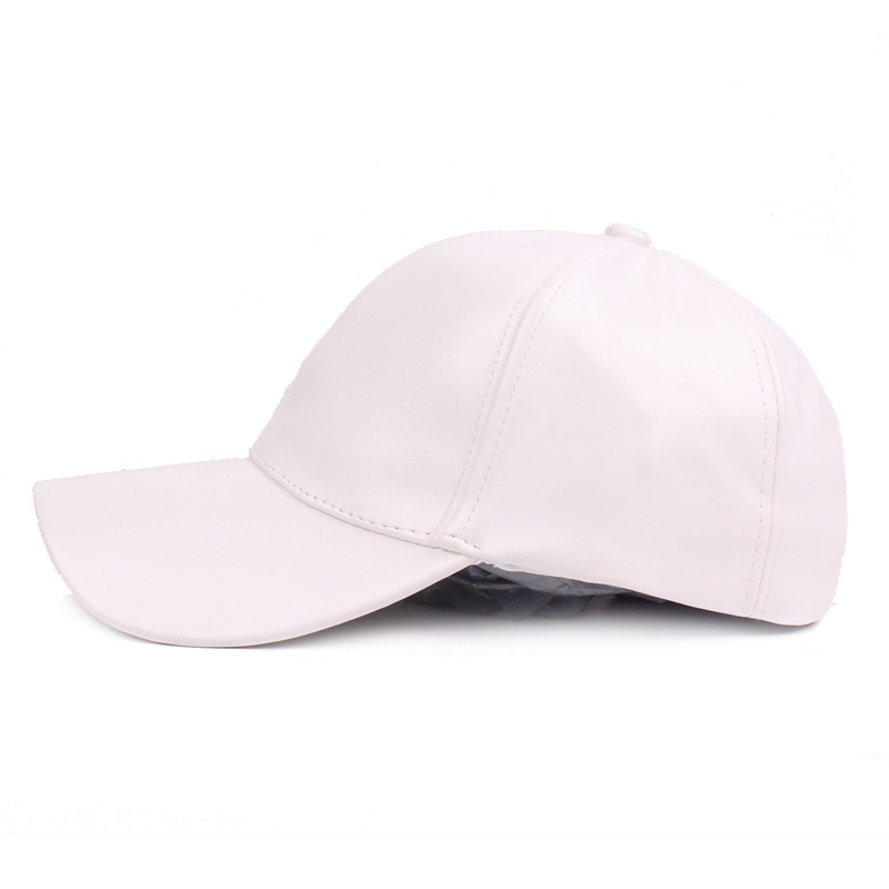 Leder Duckbill Cap Light Board Baseball Cap Herren und Damen Leder Cap Herbst PU Cap Monochrom Damen Modische und vielseitige Reise Cap_voghion.com