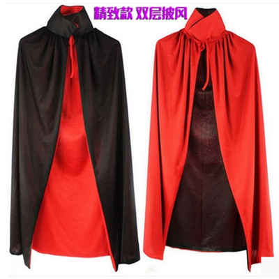 巫师魔法披风 万圣节斗篷黑红双面披风  成人儿童舞台表演服定制|ms