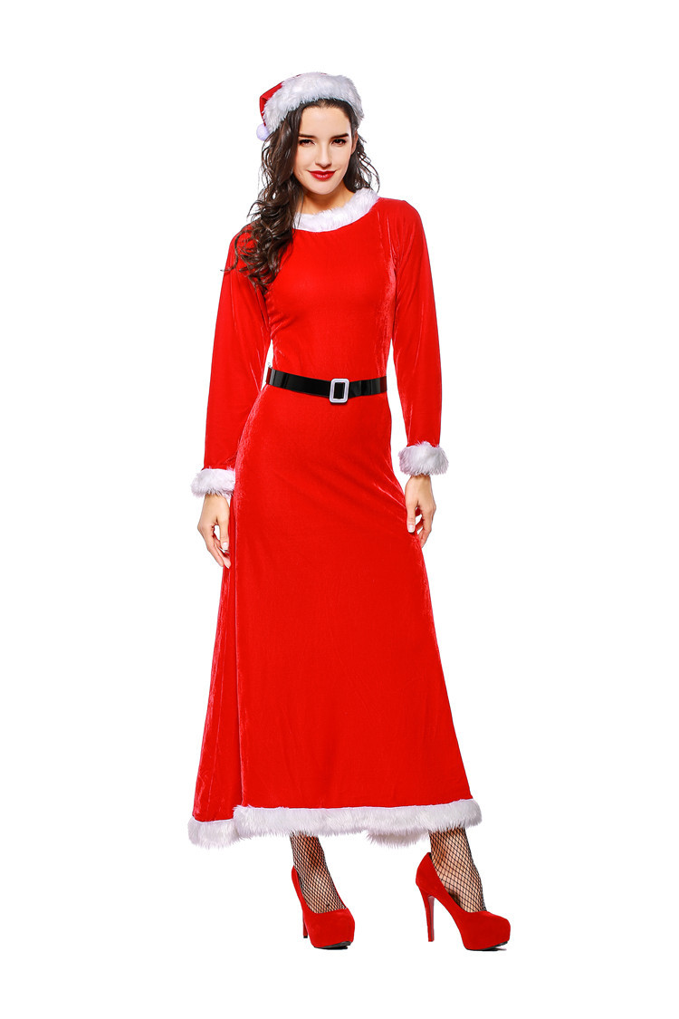 Dense Velvet Elastic Christmas Dress Costume display picture 5